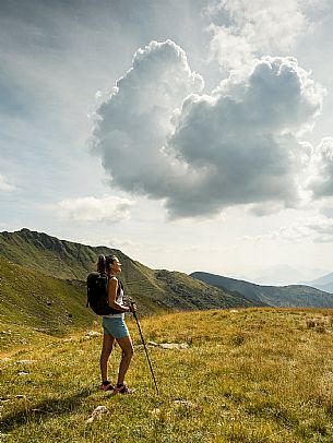 Trekking along the path to the panoramic peak of Monte Crostis, Panoramica delle Vette, Ravascletto, Carnia Trekking along the path to the panoramic peak of Monte Crostis, Panoramica delle Vette, Ravascletto, Carnia