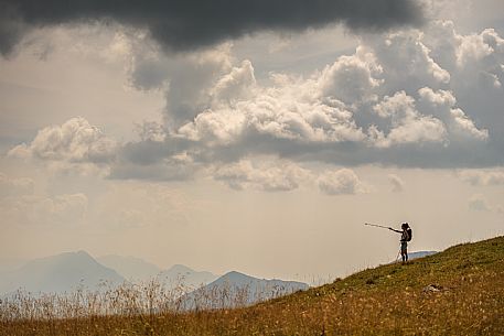 Trekking along the path to the panoramic peak of Monte Crostis, Panoramica delle Vette, Ravascletto, Carnia Trekking along the path to the panoramic peak of Monte Crostis, Panoramica delle Vette, Ravascletto, Carnia