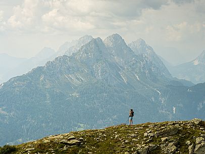 Trekking along the path to the panoramic peak of Monte Crostis, Panoramica delle Vette, Ravascletto, Carnia Trekking along the path to the panoramic peak of Monte Crostis, Panoramica delle Vette, Ravascletto, Carnia
