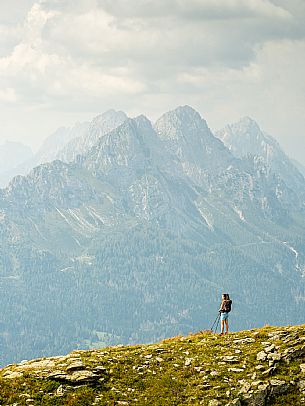 Trekking along the path to the panoramic peak of Monte Crostis, Panoramica delle Vette, Ravascletto, Carnia Trekking along the path to the panoramic peak of Monte Crostis, Panoramica delle Vette, Ravascletto, Carnia