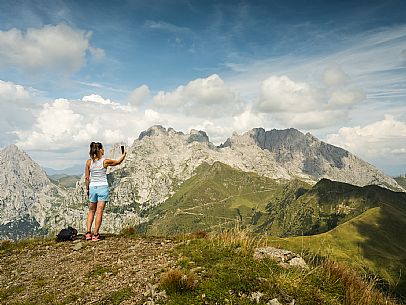 Trekking along the path to the panoramic peak of Monte Crostis, Panoramica delle Vette, Ravascletto, Carnia.
Trekking along the path to the panoramic peak of Monte Crostis, Panoramica delle Vette, Ravascletto, Carnia.