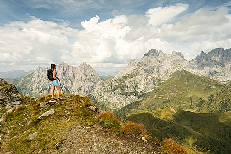 Trekking along the path to the panoramic peak of Monte Crostis, Panoramica delle Vette, Ravascletto, Carnia.
Trekking along the path to the panoramic peak of Monte Crostis, Panoramica delle Vette, Ravascletto, Carnia.