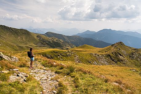 Trekking along the path to the panoramic peak of Monte Crostis, Panoramica delle Vette, Ravascletto, Carnia Trekking along the path to the panoramic peak of Monte Crostis, Panoramica delle Vette, Ravascletto, Carnia