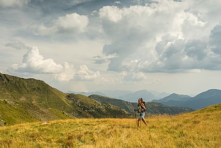 Trekking along the path to the panoramic peak of Monte Crostis, Panoramica delle Vette, Ravascletto, Carnia Trekking along the path to the panoramic peak of Monte Crostis, Panoramica delle Vette, Ravascletto, Carnia