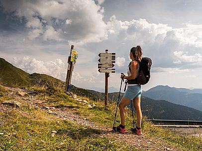 Trekking along the path to the panoramic peak of Monte Crostis, Panoramica delle Vette, Ravascletto, Carnia Trekking along the path to the panoramic peak of Monte Crostis, Panoramica delle Vette, Ravascletto, Carnia
