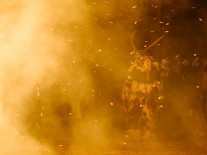 Krampus and St Nicholas, the tradition of 5 December in Tarvisio. Here in the mining village of Cave del Predil Krampus and St Nicholas, the tradition of 5 December in Tarvisio. Here in the mining village of Cave del Predil