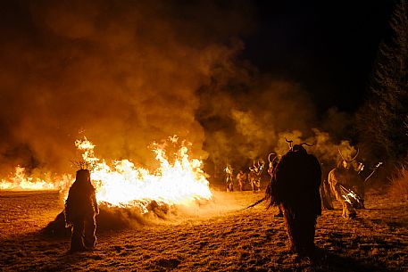 Krampus and St Nicholas, the tradition of 5 December in Tarvisio. Here in Rutte Grande Krampus and St Nicholas, the tradition of 5 December in Tarvisio. Here in Rutte Grande