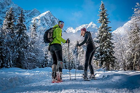 Snowshoeing in Val Saisera