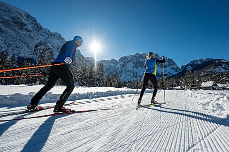 Cross country skiing in Val Saisera